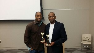 Area A11 Evaluation Contest Winners:  1st Place William Johnson of Legacy Speakers (right) with 2nd Place Freddie Allen of Speaking with Power (left)